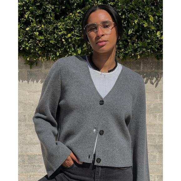 JENNI KAYNE Chelsea wool cashmere Cardigan Gray Derby XL - Picture 6 of 11